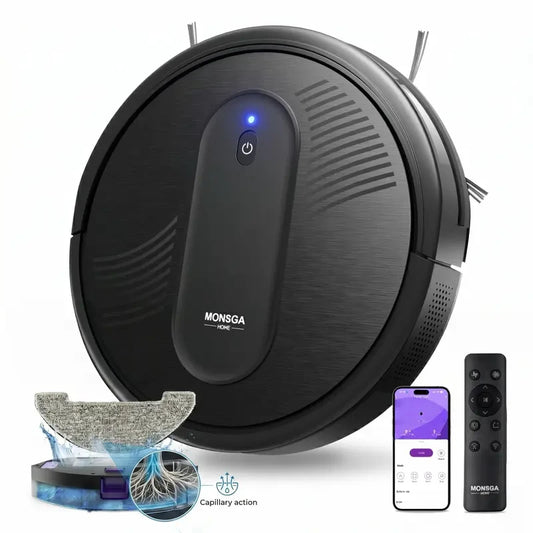 MR1 Robot Vacuum and MopMR1 Robot Vacuum and Mop Combo, 4000Pa Suction/140Min Runtime/Auto Carpet Boost/Anti-Tangle V-Brush, 3.2” Ultra-Thin, App/Voice/Remote Control for Pet Hair/Carpet/Hard Floor SummerVibes
Sold by IntreLife Store